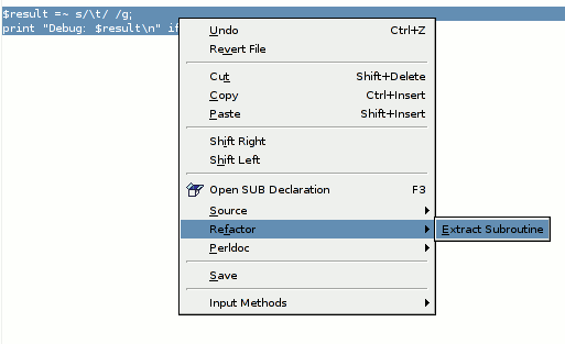 Extract Subroutine Selection