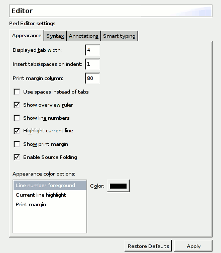 Editor Preferences